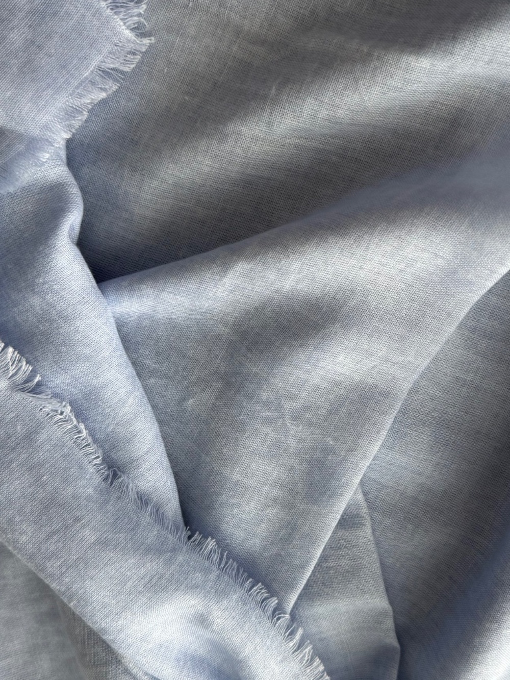 NWOT, ITALIAN, FRAYED EDGE SARONG/SCARF IN PRETTY LIGHT SKY BLUE - Picture 12 of 12